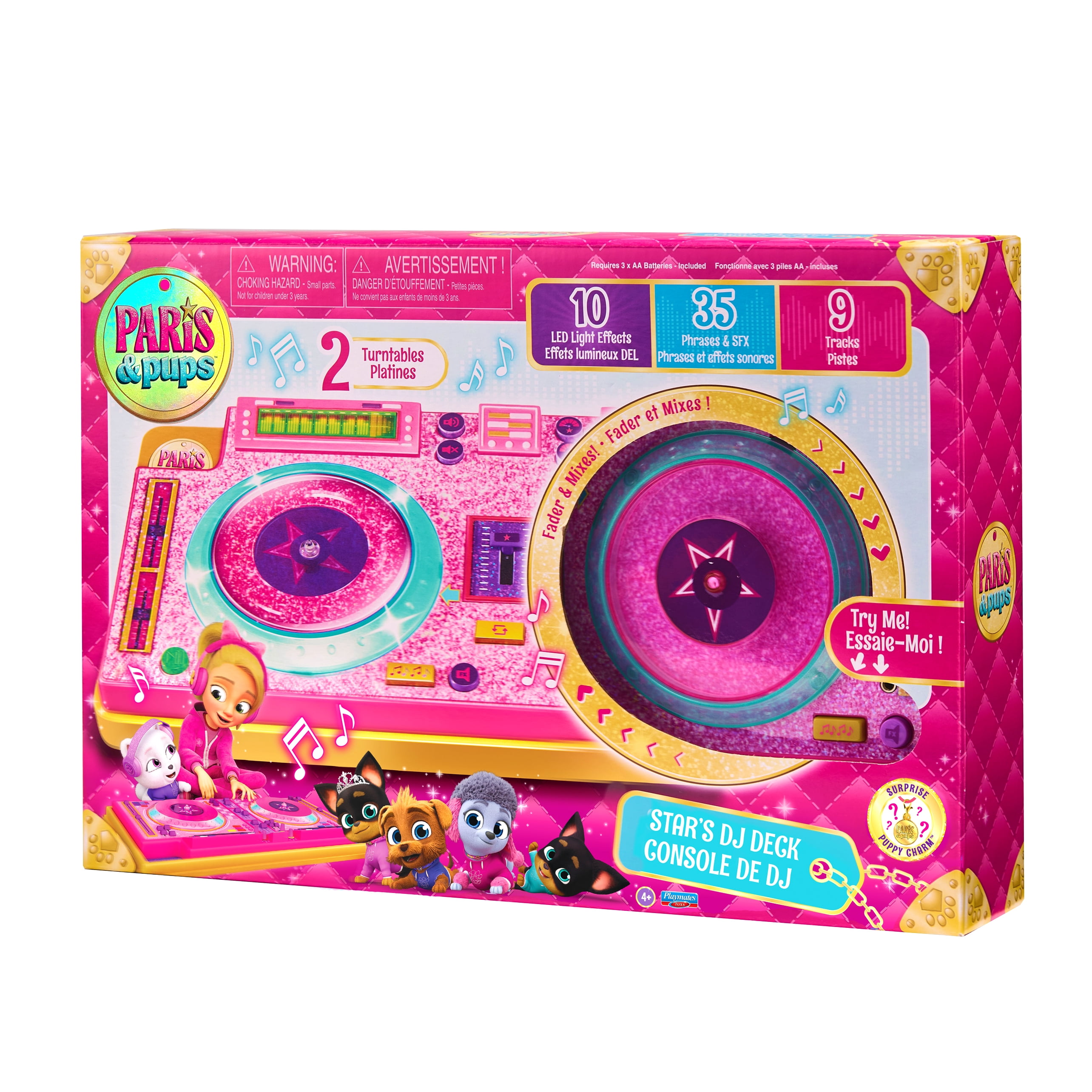 Paris & Pups Paris Star DJ Deck Interactive Music Mixer Toy with Lights, Sound Effects, Mystery Charm Bracelet & Collectible Charm, Kids Toys for Ages 5+ Playmates Toys