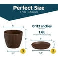 thumbnail image 2 of Brown 6-Inch Plant Pots with Drainage & Saucers 3 Pack, Indoor & Outdoor Planters for Houseplants, Herbs, and Flowers, Durable & Weatherproof Material, Stackable, Lightweight, Minimalist Design, 2 of 4