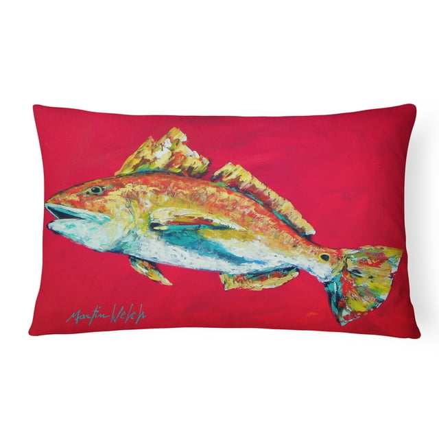 Carolines Treasures MW1103PW1216 Poisson - Poisson Rouge Woo Hoo Coussin Décoratif en Tissu Intérieur et Extérieur
