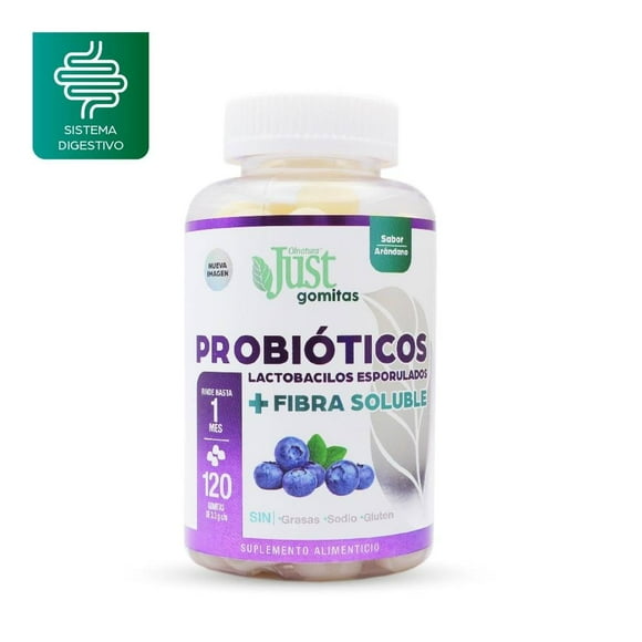 Suplemento alimenticio Olnatura Just probióticos + fibra sabor arándano 120 gomitas 3.3 g c/u