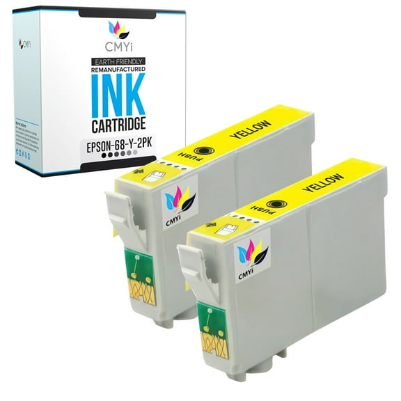 CMYi 68 Yellow 2-Pack Ink Cartridges compatible for Epson 68 - Stylus C120, CX8400, CX9400 Fax, CX9475 Fax, NX215, NX300, NX305, NX510, NX615, WorkForce 310, 315, 40, 500, 600, 610, 615 (2 Yellow)