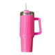 thumbnail image 1 of Vaso de 40 oz con asa y tapa con pajita, taza de viaje de acero inoxidable reutilizable y aislada que mantiene las bebidas frías, botella para agua, té helado o café, 1 of 5
