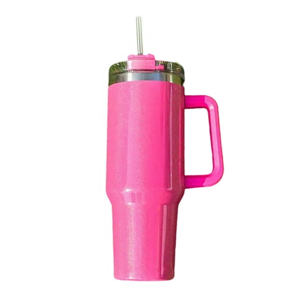 Vaso de 40 oz con asa y tapa con pajita, taza de viaje de acero inoxidable reutilizable y aislada que mantiene las bebidas frías, botella para agua, té helado o café