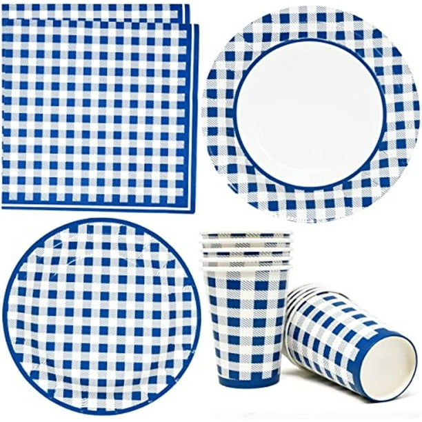 Blue Gingham Paper Plates