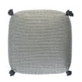 thumbnail image 2 of LR Home Small Tassels Striped Indoor Square Pouf, Gray/Ivory, 18" x 18" x 14", 2 of 6