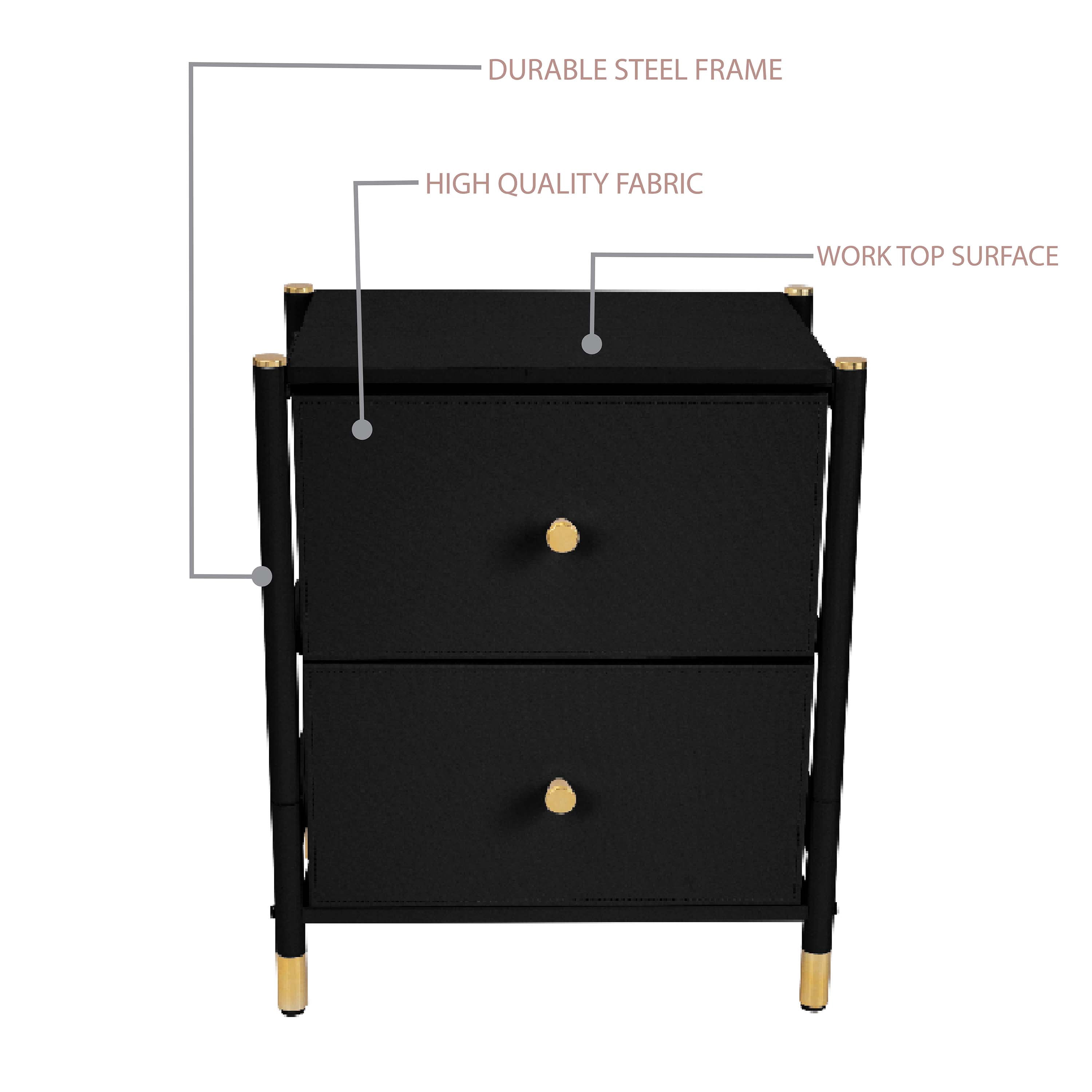 Simplify 2 Drawer Luxury Nightstand in Black