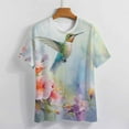 thumbnail image 3 of Flower Hummingbird Women's T-Shirt Short Sleeve T Shirts Tops Tee Ladies Loose T, 3 of 6