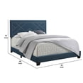 thumbnail image 5 of Fabric Eastern King Bed with Geometric Pattern Nailhead Trims, Teal Blue, 5 of 5