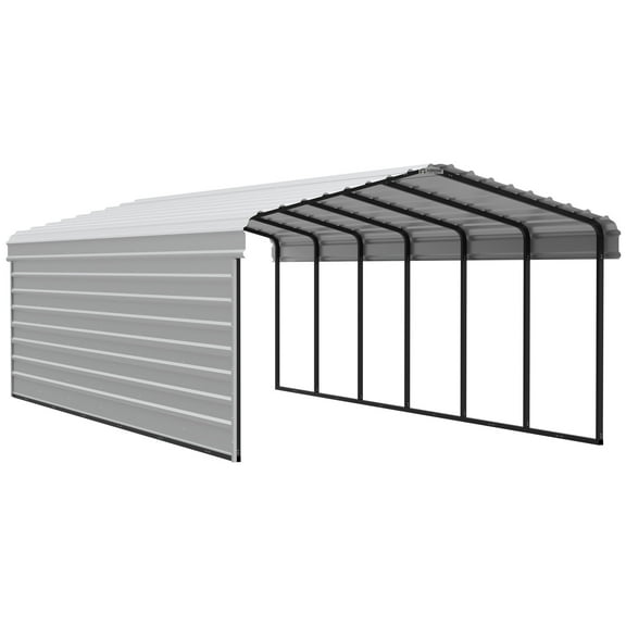 Arrow 12 x 29 x 7 ft Eggshell Carport With 1 Side Wall Kit