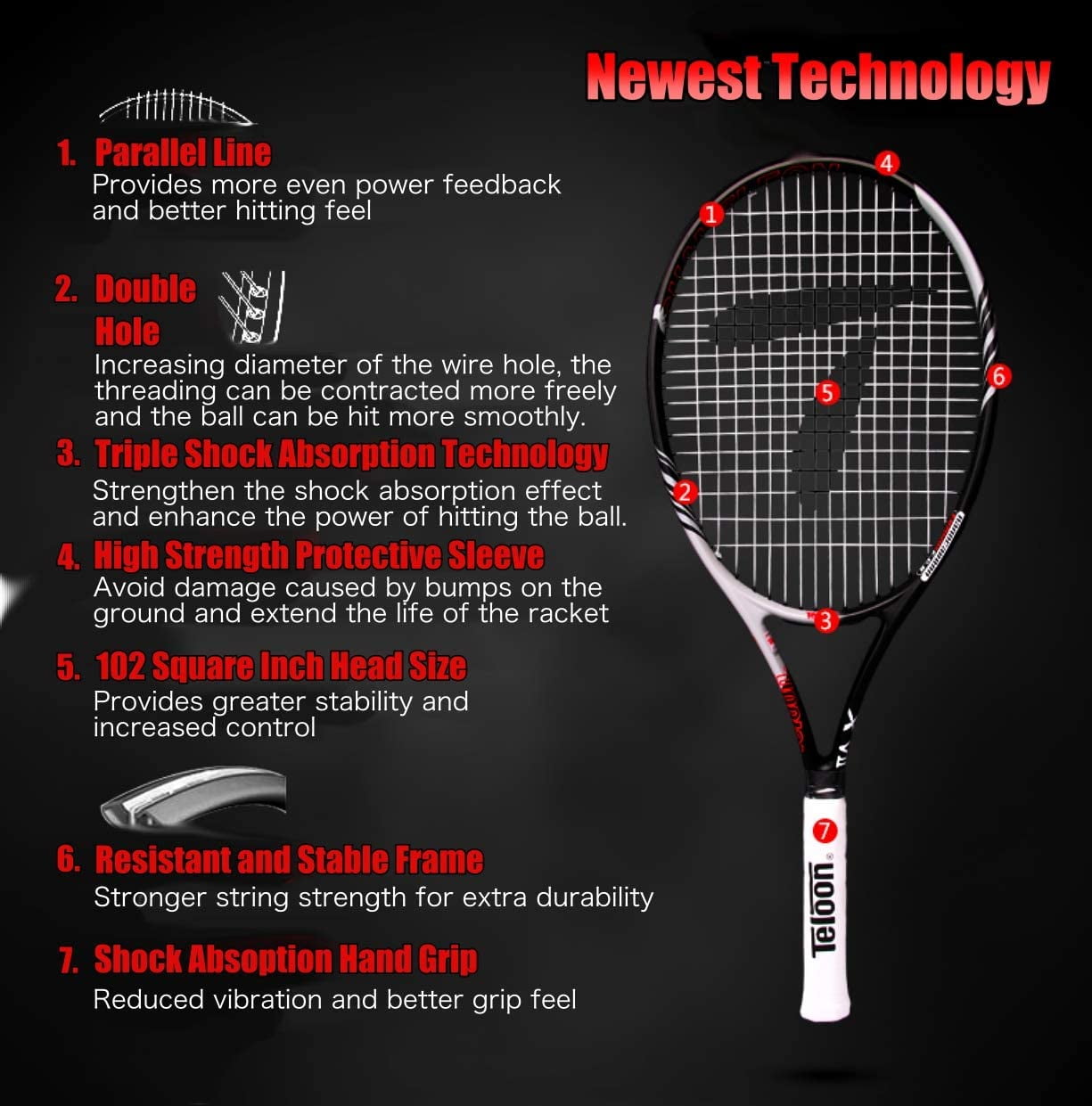 Teloon Sensus Series | Adult Tennis Racquet, Women Tennis Racket Includes Bag Cover, Shock Absorber, Tennis Grip (Sky Blue)