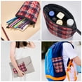 thumbnail image 5 of Xecao Heart Plaid Print Telescopic Pencil Bag Pen Holder Pop Up Stationery Case Stand-up Retractable Transformer Bag Standing Organizer, 5 of 6