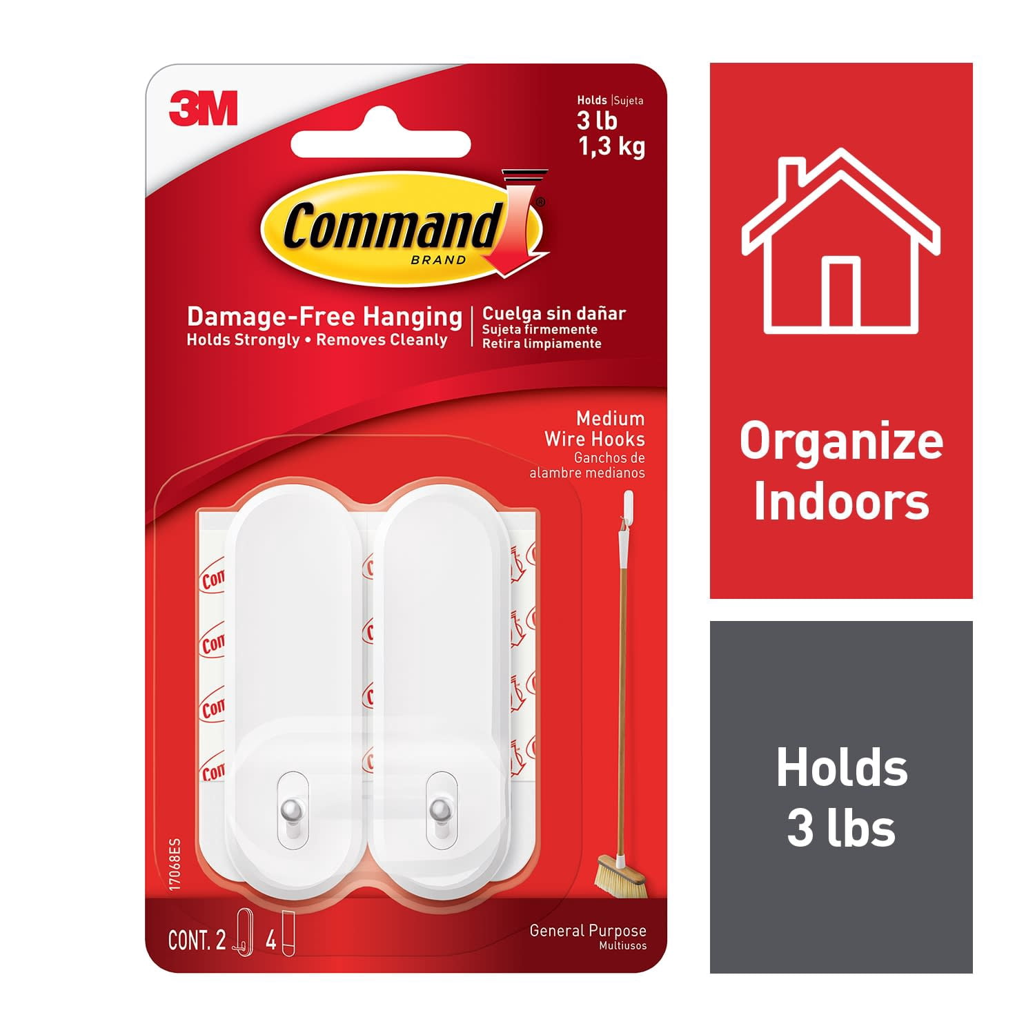 3M Command Medium Wire Hooks, 2/2Packs