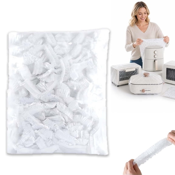 Disposable Kitchen Appliance Covers – 50/100 Pcs Thickened PE Dust Cover with Elastic Band, Clear Stretchable Protector for Air Fryer, Toaster, Blender, Mixer