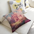 thumbnail image 5 of Pink castle rainbow flowers Linen toss pillowcase Decoration pillowcase Gift preferred 20x20" Cushion cover 4 set Sofa pillowcase Sofa bedroom living room car, 5 of 5