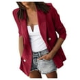 thumbnail image 1 of Ladies Workoffice Blazer Button Down Fashion Jacket Lapel Notched Elegant Cardigan Solid Color Fitted Suit Single Breasted Blouse Mid Length Leisure Outwear, 1 of 6