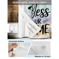 thumbnail image 3 of No Hook Cloth Fabric Shower Curtain with Snap in Liner, Bless Our Home Waterproof Shower Curtains Set with See Through Top Window, Wheat Color Black Stripes Aesthetic Bath Curtains Shower 72"x96", 3 of 6