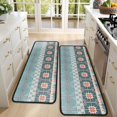 thumbnail image 4 of Kitchen Rugs Sets Of 2,Blue and Pink Square Shaped Geometric Boho Pattern Anti Fatigue Kitchen Mat Rugs Non Slip Washable,Decorative Kitchen Floor Mats for Kitchen,Sink,Laundry,17"x47"+17"x47", 4 of 5
