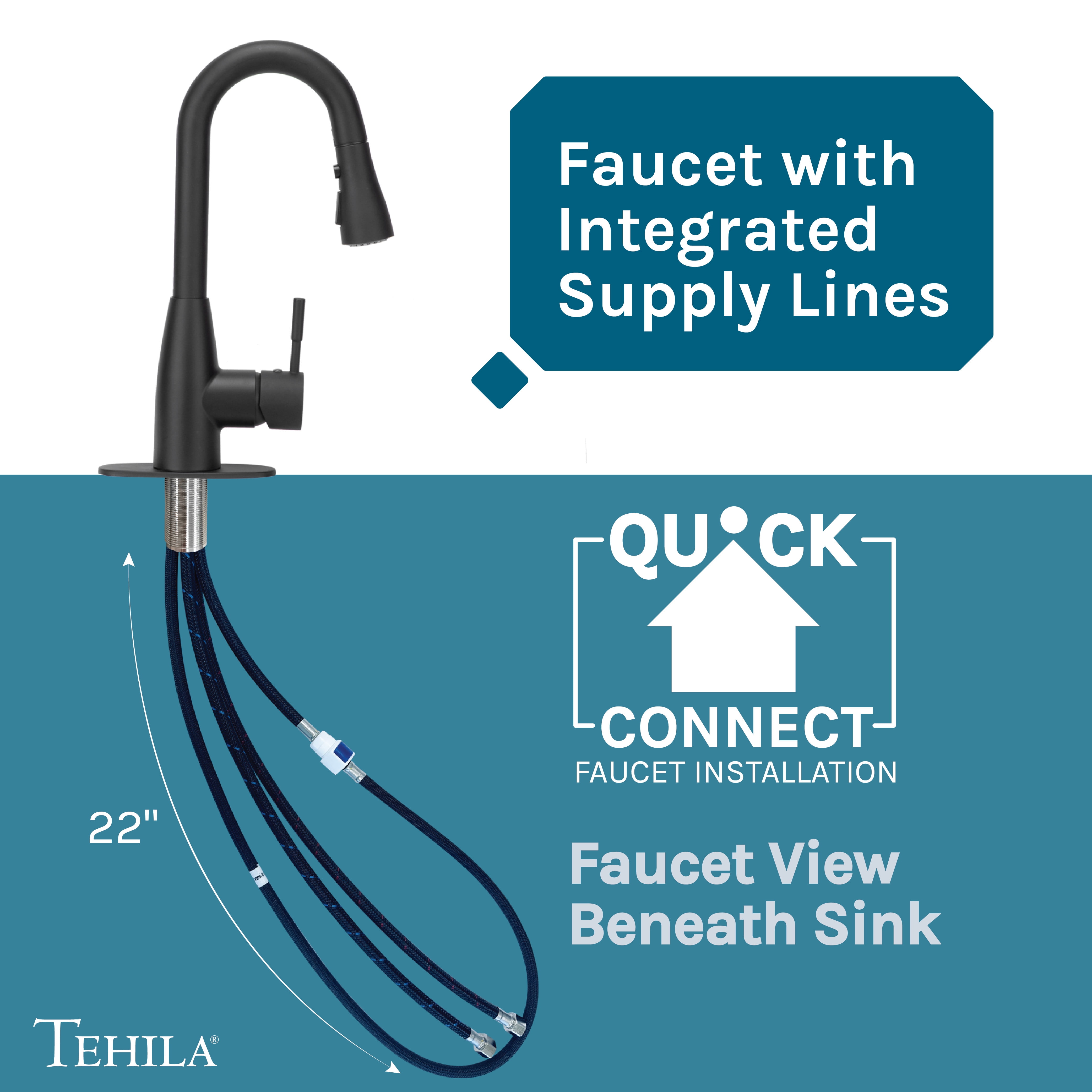 TEHILA Space Saver 16 Gallon Grey Utility Sink with Black Pull-Down Faucet with Pause Mode