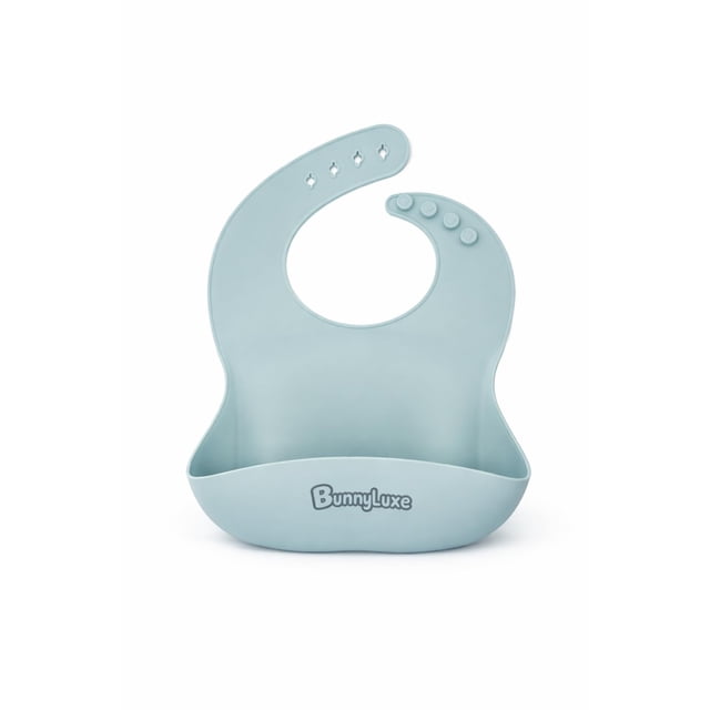 Babero para bebé BunnyLuxe de silicona impermeable, ajustable y libre de BPA