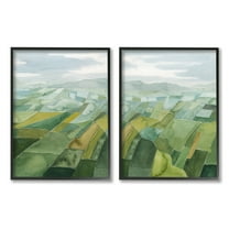 Stupell Industries Abstract Farmland Landscape Nature Painting Black Framed Art Print Wall Art, 24 x 30, Set of 2