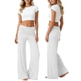 thumbnail image 3 of Miaoju Coral Fold Over Yoga Pants 2026 Wide Leg Loose Fit Pant with Ruched Waist Stretchy Baggy Sports Leggings, 3 of 8