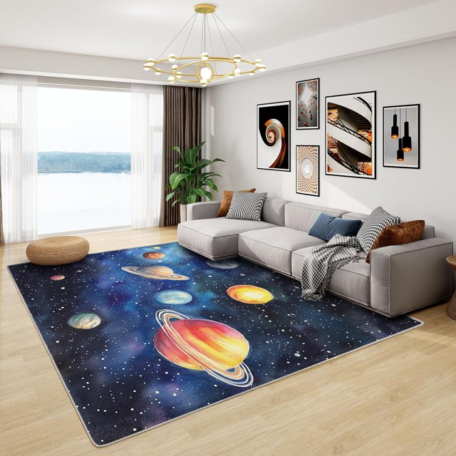 Space Rugs for Kids Room - 4x5 Rug - Space Rug - Galaxy Planet Universe Area Rug - Kids Boys Nebula Rugs - Outer Space Carpet