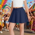 thumbnail image 2 of Byoo A-Line Skirt Big Girl Solid Color High-Waisted Flared Active Sport Skirt Summer Comfortable Skirts,Navy, 2 of 4