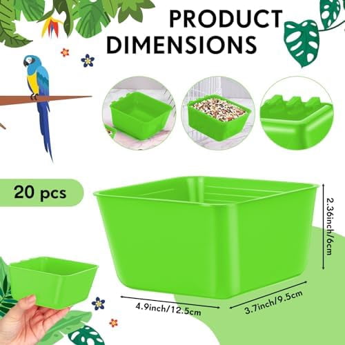 20 Pcs Chicken Water Feeder Cups 16 oz Pigeon Bird Feeder Cups Hanging Cage Chicken Water Cup for Pet Parrot Rooster Parakeet Bunny Gamefowl Poultry Wire Hutch(Green)