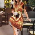 thumbnail image 3 of Daiia orange lightning Print Women's Dresses 2025 Trendy Short sleeve Dresses Casual Baggy Flowy Maxi Sun Dresses, 3 of 6