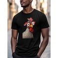thumbnail image 3 of Cartoon Rooster Men's T Shirts T-Shirt for Men Crew Neck Tees Cotton Tops, Black, S, 3 of 7