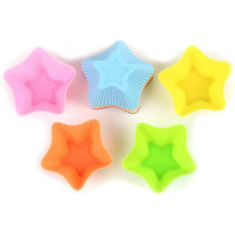Silicone Cupcake Moulds, Multicolour Shape ( Round, Rose, Star