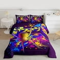 thumbnail image 2 of Gaming King Size Comforter Set - Gamer Comforter Bedding Sets, Gothic Halloween Spider Blue Yellow Purple Gamer Room Decor, 2 of 7