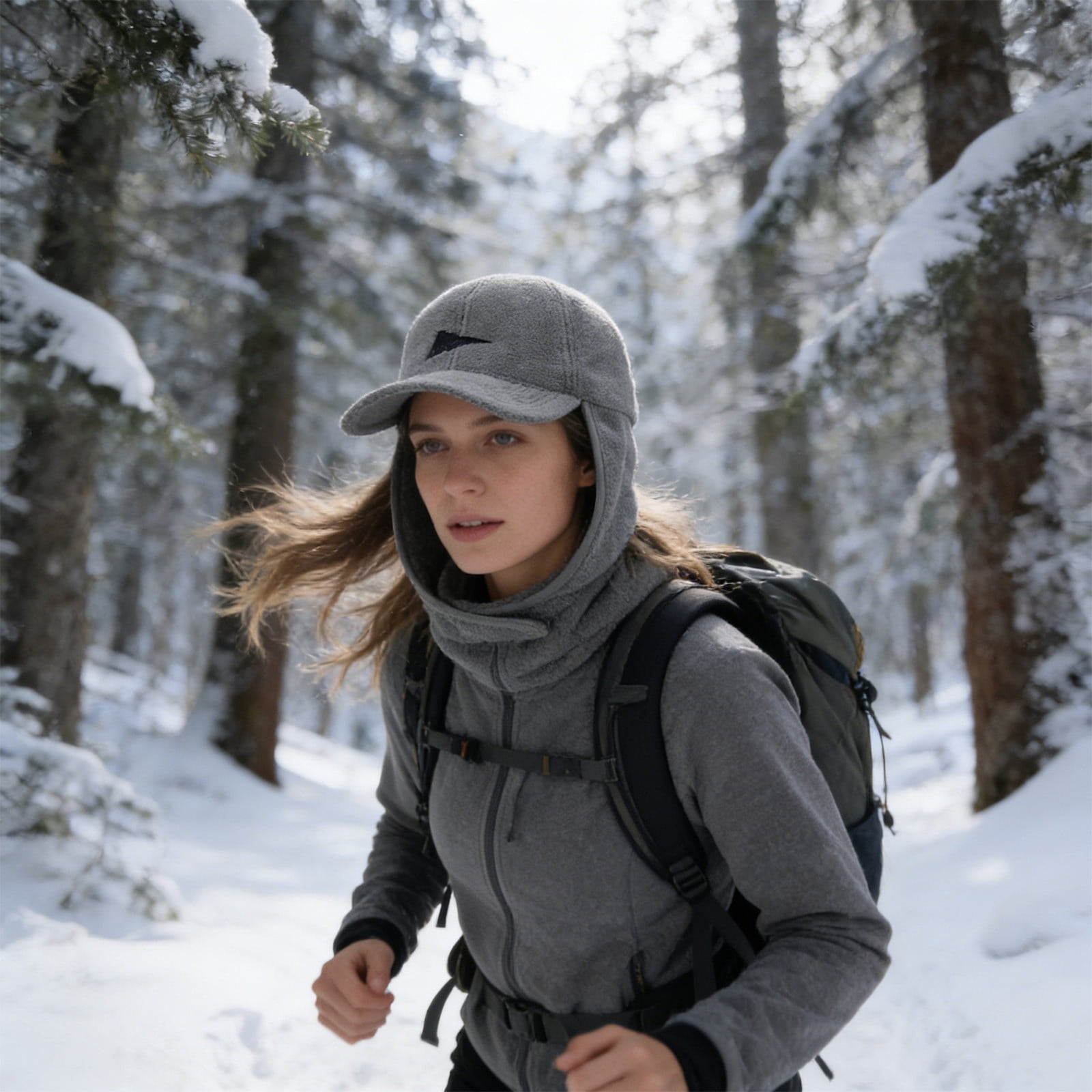 Winter Hat with Ear Flaps for Men and Women, Thermal Fleece Lined Beanie for Cold Weather, Windproof Ski Snowboard Skating Outdoor Sports, Adjustable Knit Cuff Trapper Hat with Foldable Ear Covers