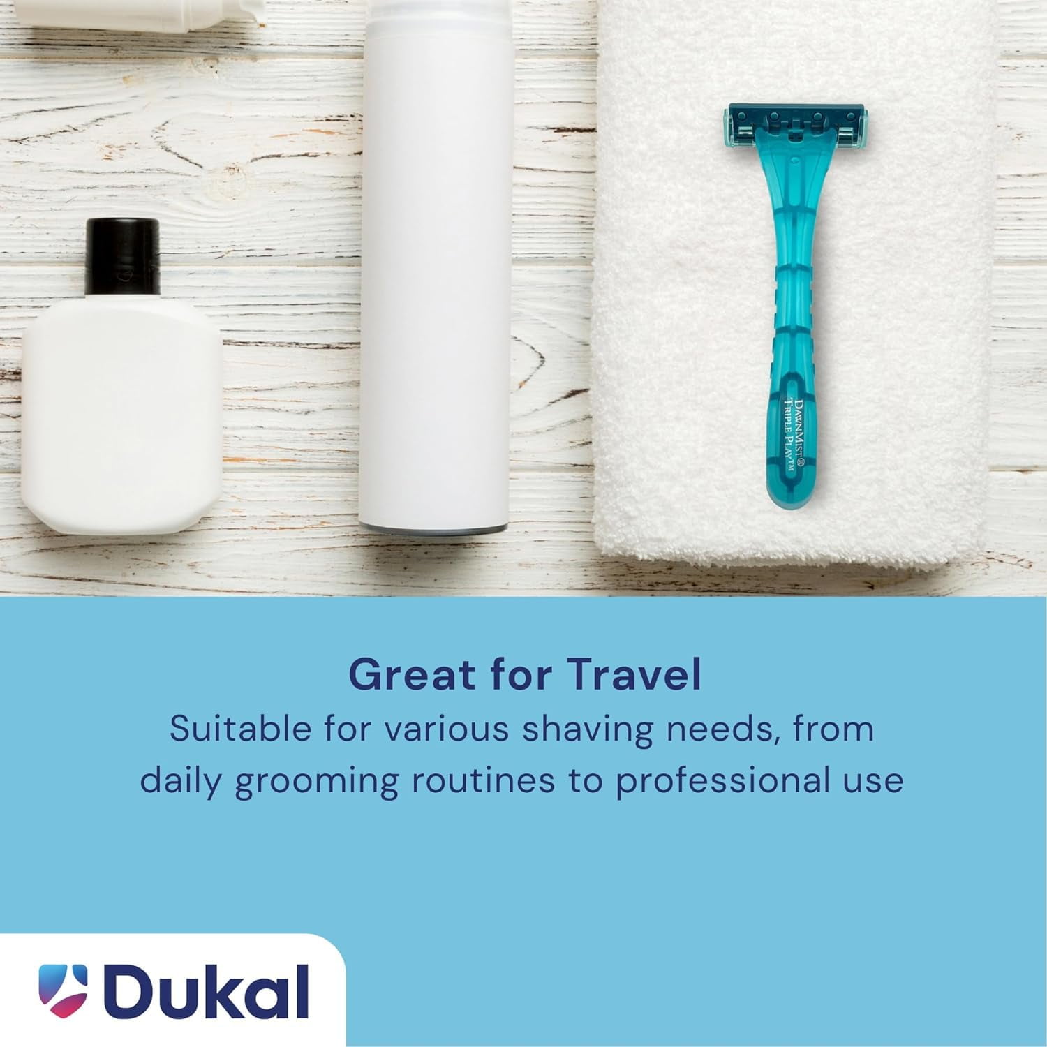 DawnMist Triple Play Personal Razor with Lubricating Strip Single Edge Triple Blade Teal 6 per Box