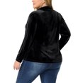thumbnail image 3 of Agnes Orinda Women's Plus Size Top Wear-to-Work Lapel Long Sleeve Velvet Shirt 1X Black, 3 of 5