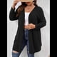 thumbnail image 5 of Suéter Tipo Cárdigan de Punto con Abertura Frontal, Liso y Acanalado, para Mujer Negro XXL, 5 of 8