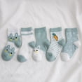 thumbnail image 3 of Calcetines de algodón con dibujos de animales para niños, medias de malla con diseño de zanahoria, para recién nacidos, de 0 a 9 años, lote de 5 pares, 3 of 4