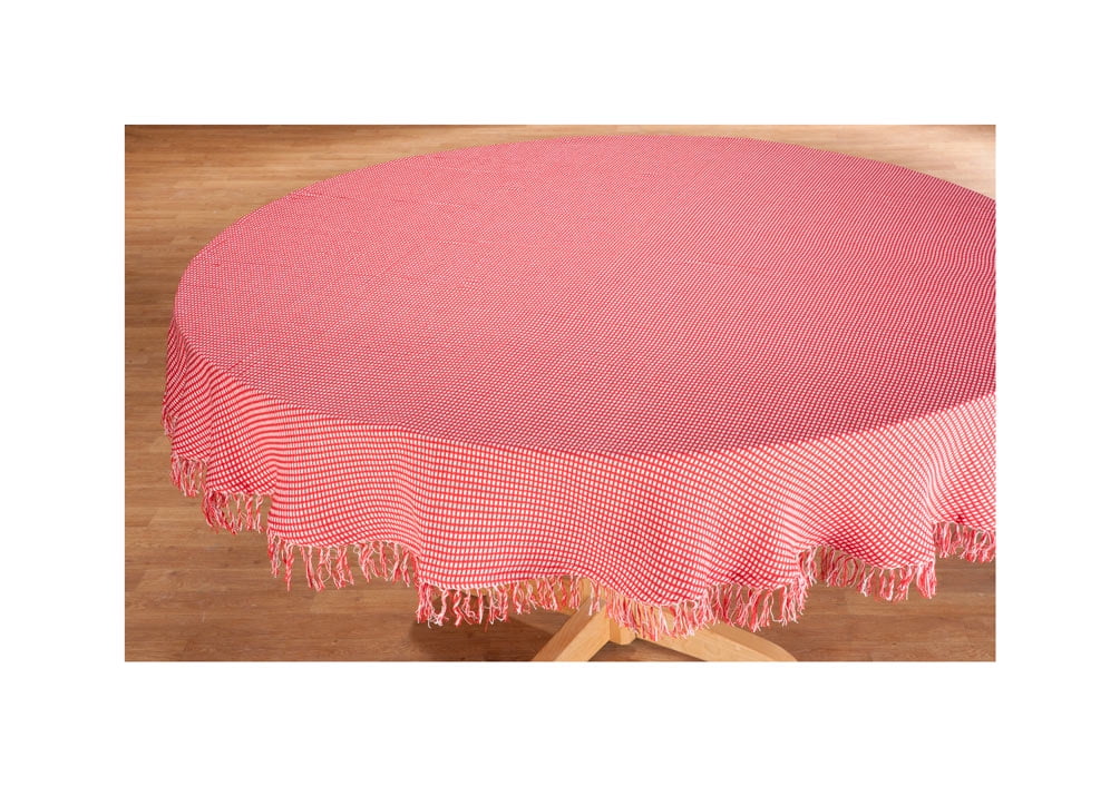 Lintex Linens Homespun Red 100% Cotton Tablecloth 70" Round