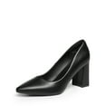 thumbnail image 6 of Burudani Women's High Chunky Heel Pump Closed Toe Block Heels Slip On Dress Pumps Shoes BLACK Size 6.5, 6 of 9