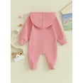 thumbnail image 2 of nvzhuang Baby Jumpsuit, Long Sleeve Hooded Zip-up Solid Fall Romper Clothes for Boys Girls, 2 of 8