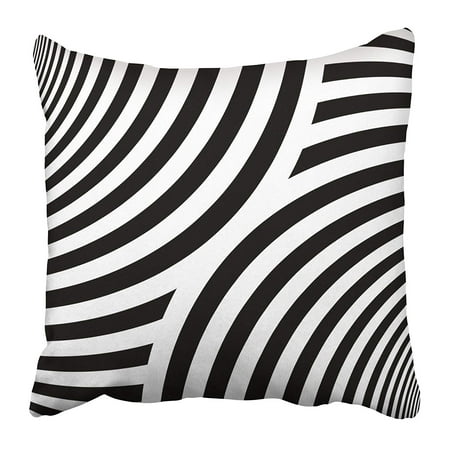 - ARHOME Stripe Striped Pattern Repeated Black Color Wavy Lines on White Curves Abstract Grid Pillow Case Cushion Cover 18x18 inch