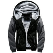 ABICLOTH Men's Fleece Lining Hoodie Hooded Outerwear Winter Zipper Sweatshirt Jacket Coat Casual Outwear