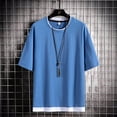 thumbnail image 2 of Wyzesi Long Cardigan for Men Mens Short Sleeved T Shirt Summer Mens Cotton Half Sleeved T Shirt Korean Version Of Solid Color Crew Neck Base Shirt Mens Cardigan Sweaters, 2 of 4