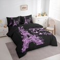 thumbnail image 3 of jejeloiu Purple Butterflies Print 7pcs Bedding Comforter Set,3D Paris Eiffel Tower Queen Bedding Sets For Girls Teens Reversible, 3 of 8