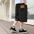 thumbnail image 2 of Gubotare Shorts de Gym pour Garçons Shorts pour Hommes à Évacuation de l'Humidité devant Plat Extensible Short de Performance Taille 9-10 (Noir, 9-10 Ans), 2 of 5