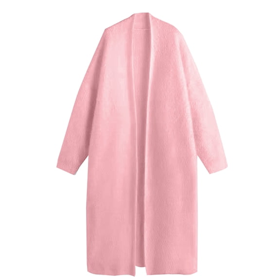 felwors Women's Solid Color Imitation Mink Fleece Sweater Jacket Lazy Style Knitted Cardigan Cardigan Red, One Size