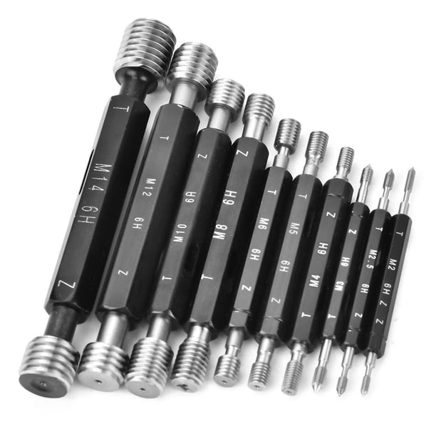 10 Unids/set Thread Plug Gage Herramienta de medición de diámetro de paso profesional para suministros de medición Herramientas de medición Herramientas de inspección Hardware de(Metric thread) EOTVIA No