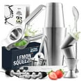 thumbnail image 3 of JoyTable 16pc Bartender Cocktail Shaker Set, Stainless Steel Bartender Kit Bar Tool Set, with All Bar Accessories Plus Lemon Squeezer and Great Recipe Book, 3 of 7
