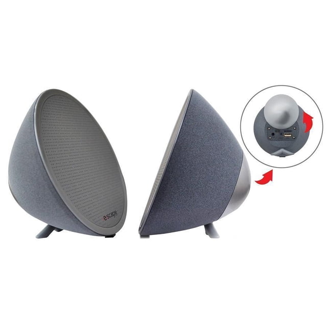 Escape Platinum SSPBT746 2 Stereo Bluetooth Micro SD USB Speakers with Microphone Gray