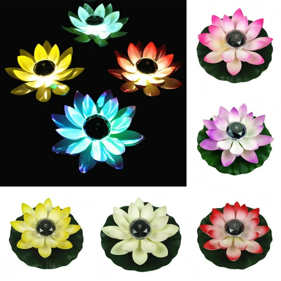 Limei Floating Pool Lights,Lotus Flowers Lights Pool Candles,LED Pond Light Lily Pad Floating Artificial Flower Plant for Pool at Night,Multi Color Gift for Mom Wedding Outdoor Party Garden Swimming
